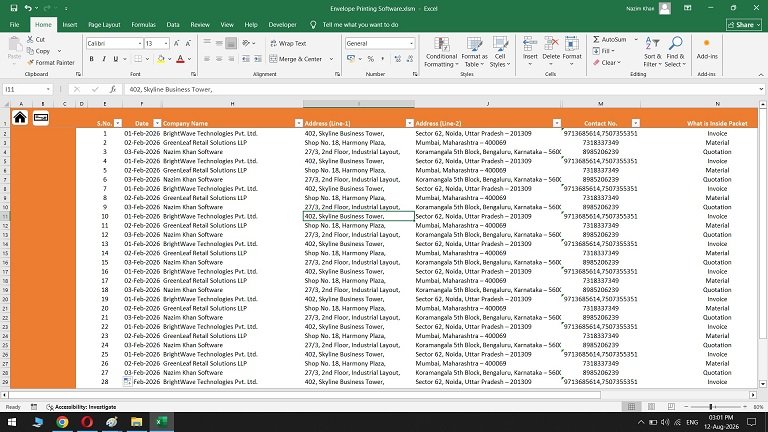 Recipient List Envelope Printing Software